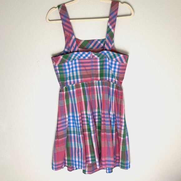 J.Crew Plaid Pleated Apron Sun Dress Size 2 Cotton Poplin Retro Preppy Pinup - Picture 6 of 9